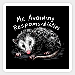 Avoiding Responsibilities Opossum: Funny Meme Sticker